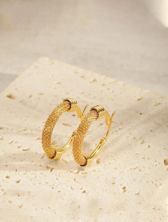 18K Gold Plated Vintage Circle Hoop Earrings