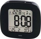 Hama Draadloze wekker - Digitale wekker - Display - Tijd, datum- en temperatuurweergave - Sluimerfunctie - 7,8x4x7,8 cm - Incl. batterijen - Zwart