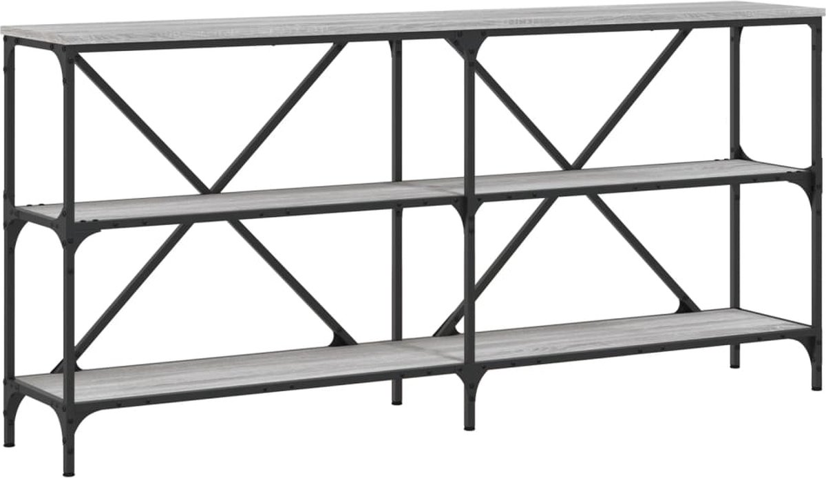 vidaXL Wandtafel - 160x30x75 - cm - bewerkt - hout - en - ijzer - grijs - sonoma - eiken Grijs sonoma
