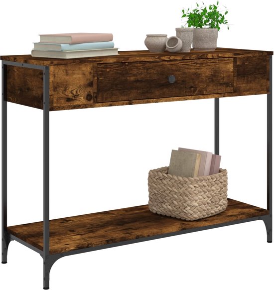 vidaXL-Wandtafel-100x34,5x75-cm-bewerkt-hout-gerookt-eikenkleurig