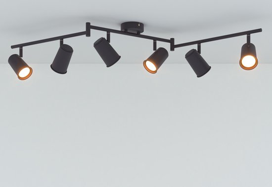 HOFTRONIC – Riga Zwarte LED plafondlamp 6 spots – kantelbaar en
