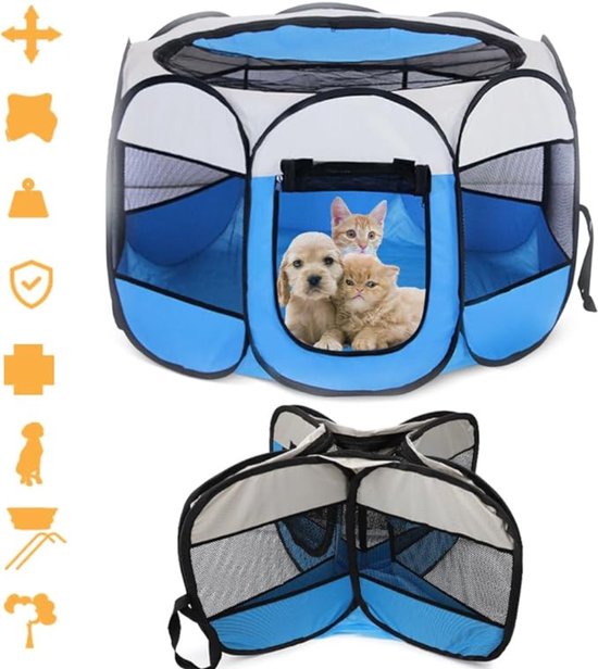 Standaard Draagbare Katten Kooi (Wit) incl. plastic tray met boven en zij paneel