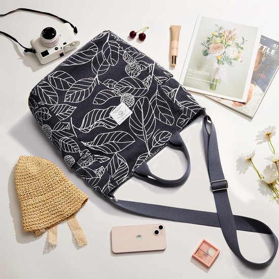 Canvas shopper Jill roze met groen/wit lijntje | Mari Musthaves