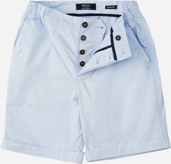 Mr Jac - Slim Fit - Heren - Korte Broek - Shorts - Garment Dyed - Pima Cotton - Licht Blauw - Maat M