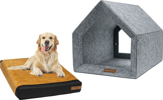 qing yun Groot hondenhuis met kennel, luxe warm hondenkussen voor binnen, XL, XXL hondenkennelhuis voor binnen