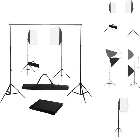 Foto: Vidaxl studioset softboxlampen achtergrondset 300 cm 100 katoen fotostudio set