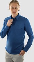 Vercate - Heren Polo Lange Mouw - Strijkvrij Poloshirt - Royal Blue - Blauw - Slim Fit - Excellent Katoen - Maat L