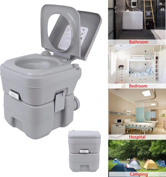 Velox Chemisch Toilet - Porta Potti - Draagbaar Toilet - Toilet Camping - Chemisch Toilet Camping - Mobiel Toilet - Chemisch Toilet Porta Potti - Grijs - Velox