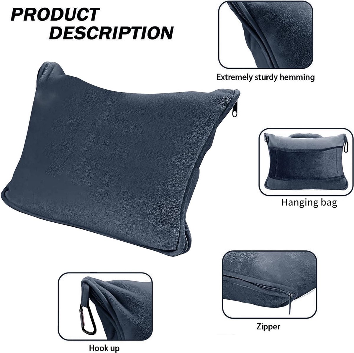 Couverture De Voyage 2 En 1 Avec Oreiller Intégré - 127x152 Cm, Microfibre Douce - Parfait Pour Avion, Voiture, Bureau