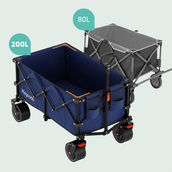 LifeGoods Bolderkar - XL - Opvouwbaar - 200L - 100KG Draagkracht - Blauw van LifeGoods — afbeelding 5