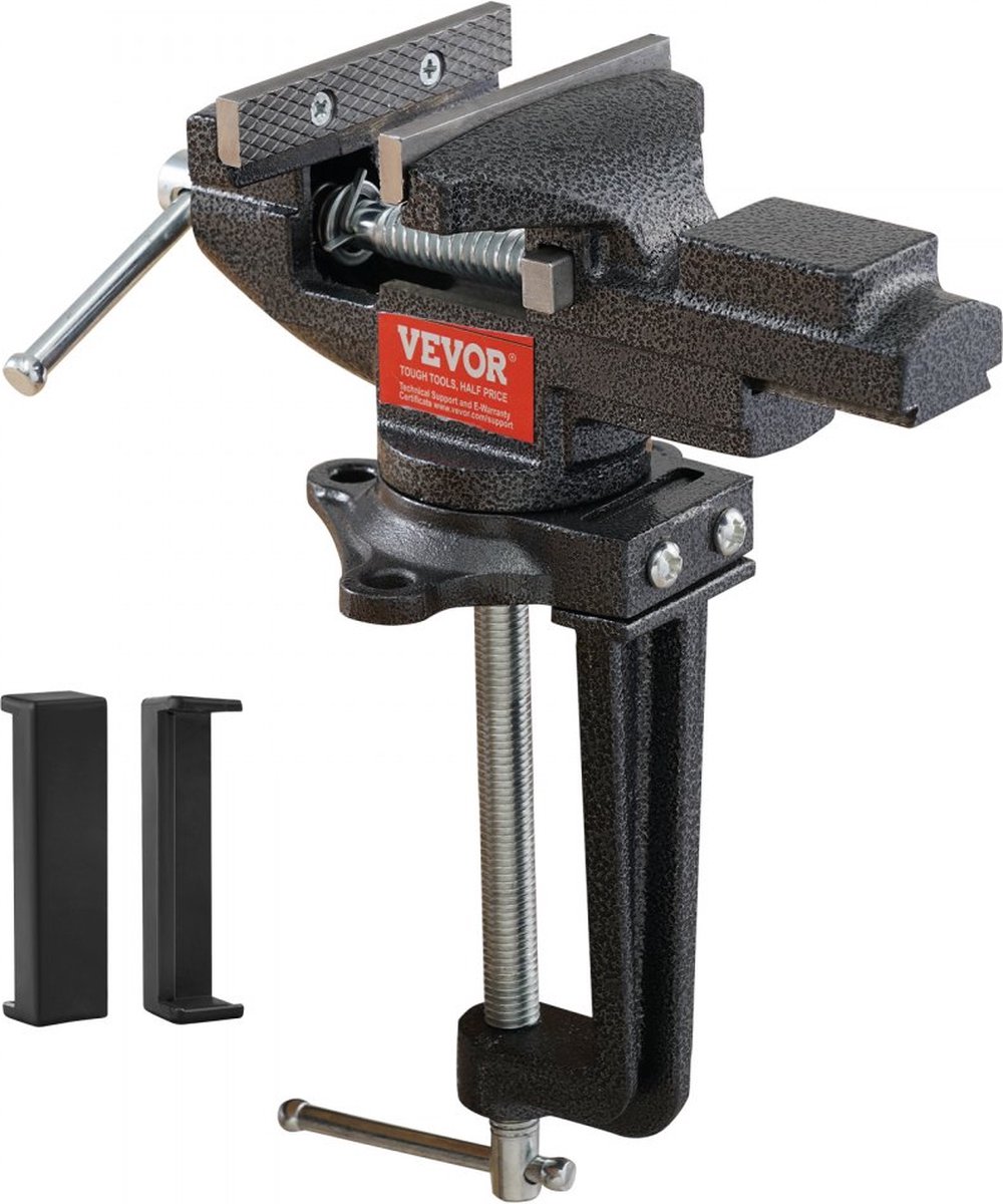 Bankschroef 56 mm klembaar voor werkbank tafelbankschroef gietijzeren gepoedercoate werkbankbankschroef 2-in-1 bankschroef 7KN klemkracht parallelle bankschroef fijnmechanische bankschroef