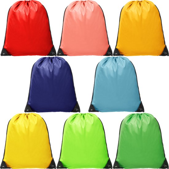 Foto: Bramble 8 tassen met trekkoord 8 kleuren 43x34cm verstevigde hoeken duurzame polyester stof sporttas gymtas sport gym school zwembad strand voor kinderen volwassenen