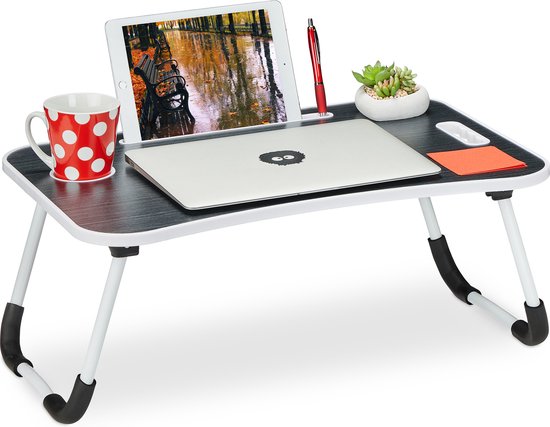 Relaxdays laptoptafel inklapbaar - met tablethouder - schoottafel bank - inklapbaar