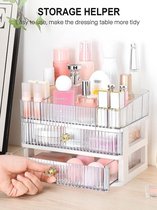 Make-up organizer, doorzichtige make-uptafel organizer met 2 laden, badkamer make-uptafel acryl make-up box make-up box make-up voor oogschaduw, lippenstift & co (2 laden)