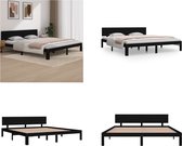 vidaXL Bedframe massief hout zwart 180x200 cm 6FT Super King - Bedframe - Bedframes - Bed - Bedbodem
