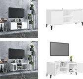 vidaXL Tv-meubel met metalen poten 103-5x35x50 cm wit - Tv-kast - Tv-kasten - Tv-standaard - Tv-standaarden