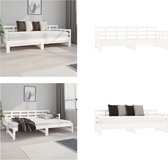 vidaXL Slaapbank uitschuifbaar massief grenenhout wit 2x(80x200) cm - Uitschuifbare Slaapbank - Uitschuifbare Slaapbanken - Bedbank - Bed