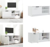 vidaXL Tv-meubel 80x35x36-5 cm bewerkt hout hoogglans wit - Tv-kast - Tv-kasten - Tv-meubel - Hifi-meubel
