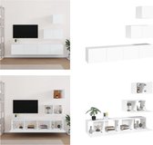 vidaXL 4-delige Tv-meubelset bewerkt hout wit - Tv-meubelset - Tv-meubelsets - Tv-meubel - Tv Meubelset