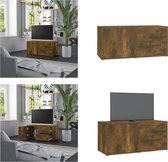 vidaXL Tv-meubel 80x34x36 cm bewerkt hout gerookt eikenkleurig - Tv-kast - Tv-kasten - Tv-meubel - Hifi-meubel