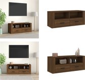 vidaXL Tv-meubel 100x35x40 cm bewerkt hout bruineikenkleurig - Tv-kast - Tv-kasten - Tv-meubel - Tv-meubel Met LED-verlichting