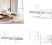 vidaXL Bedframe met hoofd- en voeteneinde metaal wit 80x200 cm - Bedframe - Bedframes - Eenpersoonsbed - Bed