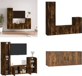 vidaXL 4-delige Tv-meubelset bewerkt hout gerookt eikenkleurig - Tv-kast - Tv-kasten - Tv-meubel - Hifi-meubel