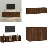 vidaXL 3-delige Tv-meubelset bewerkt hout bruineikenkleurig - Tv-kast - Tv-kasten - Tv-meubel - Hifi-meubel