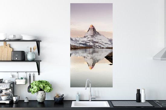 Affiche Vue depuis le Stellisee sur le Cervin en Suisse - 60x120 cm