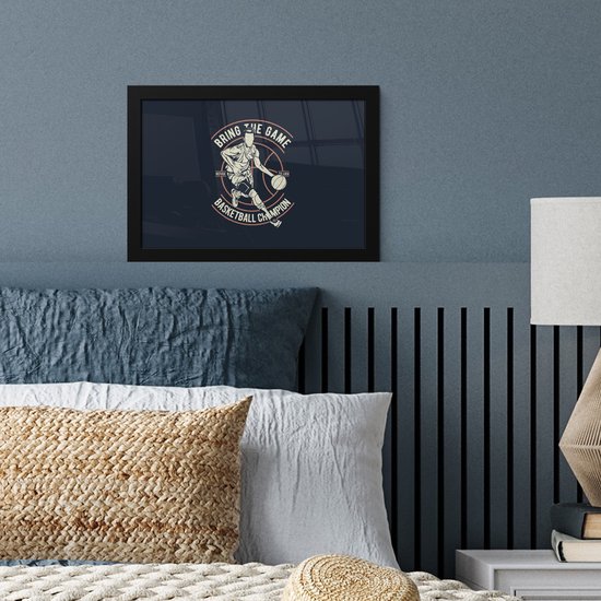 Affiche avec cadre Basketbal - Sport - Rétro - 30x20 cm