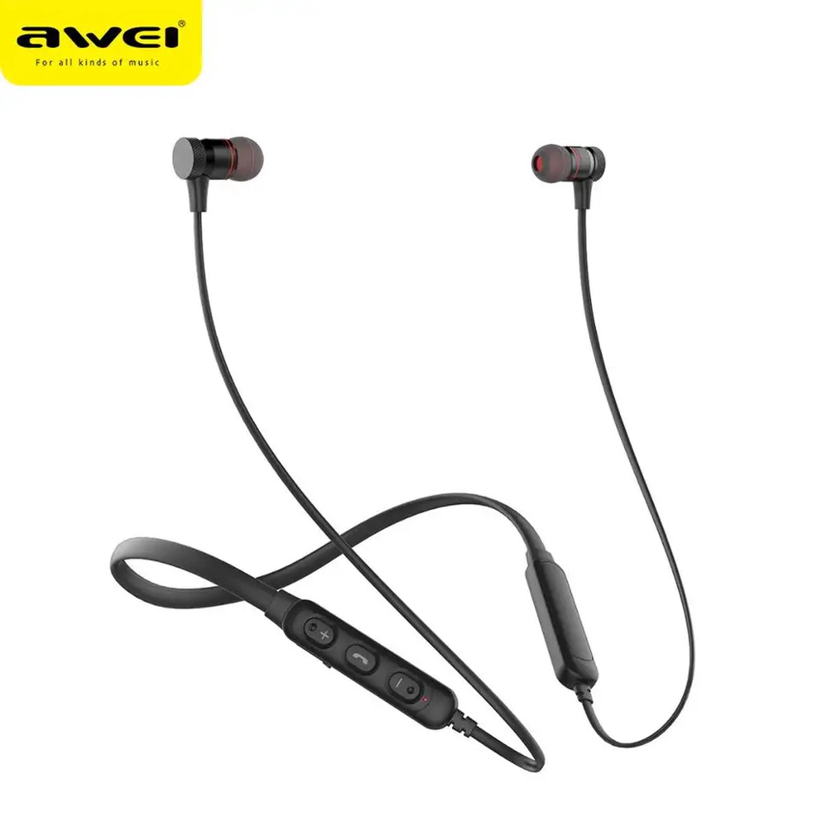 AWEI - G10BL - Headset met koord - Bluetooth 5.3 - IP64 Waterdicht - Ideaal voor sporten en bewegen - Zwart
