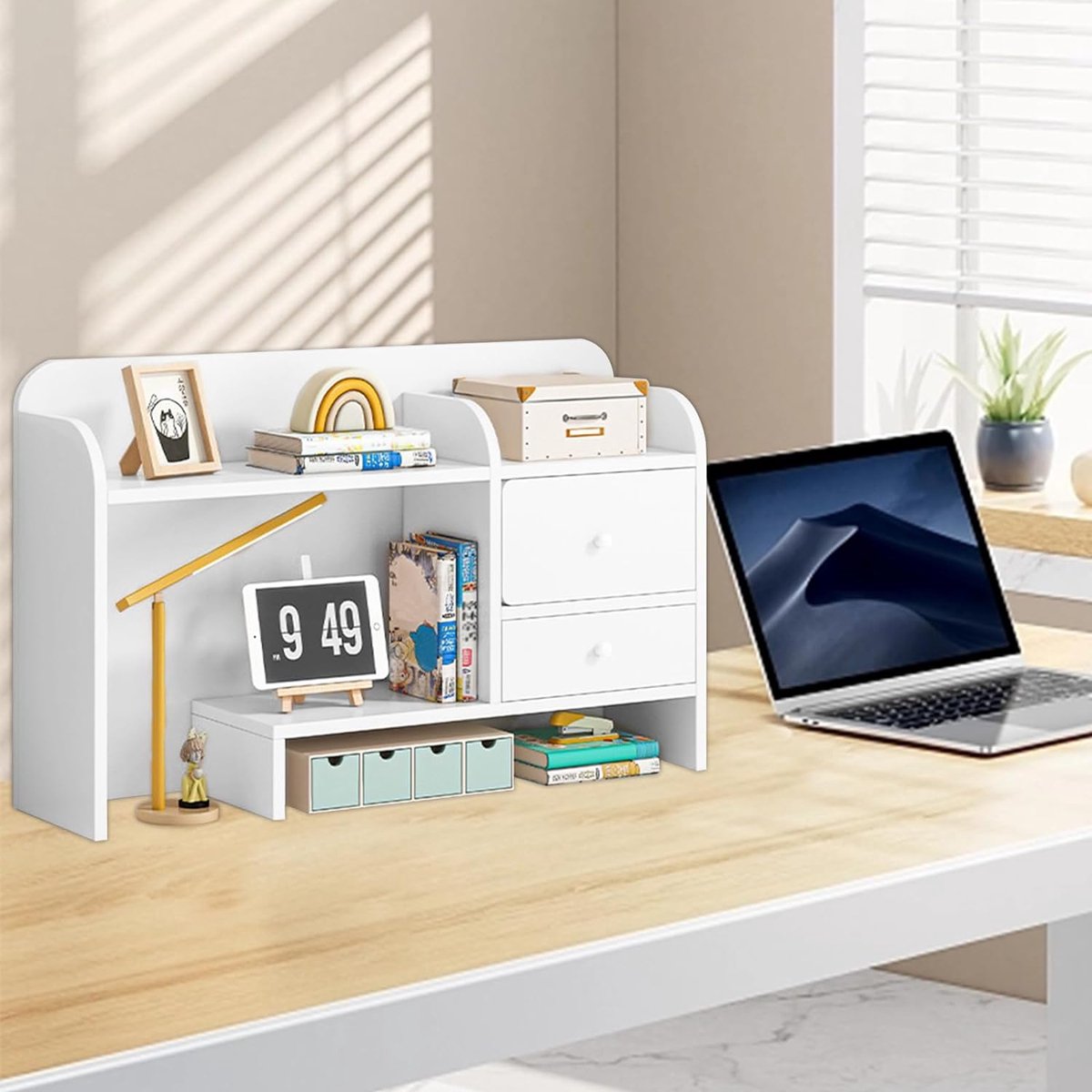 COSTWAY Étagère De Bureau En Bois, Bibliothèque De Bureau, Etagère à