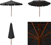 vidaXL Parasol met houten paal 330 cm antraciet - Parasol - Parasols - Buitenparasol - Buitenparasols