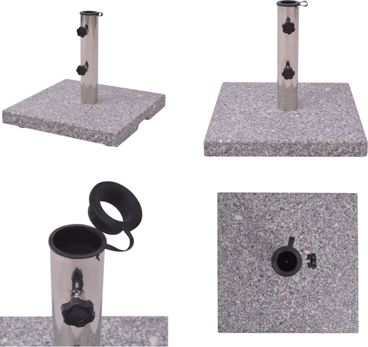 VidaXL Parasolvoet Graniet 20 kg vierkant Parasolvoet Parasol Voet Parasol Voeten Parasolvoeten