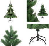 vidaXL Kunstkerstboom Nordmann met LED's en kerstballen 210 cm groen - Kerstboom - Kerstbomen - Kerstboom Met LED - Kerstbomen Met LED's