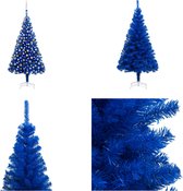 vidaXL Sapin de Noël artificiel avec LED et boules de Noël 240 cm PVC Bleu - Sapin de Noël artificiel - Sapins de Noël artificiels - Sapin de Noël - Décoration de Noël