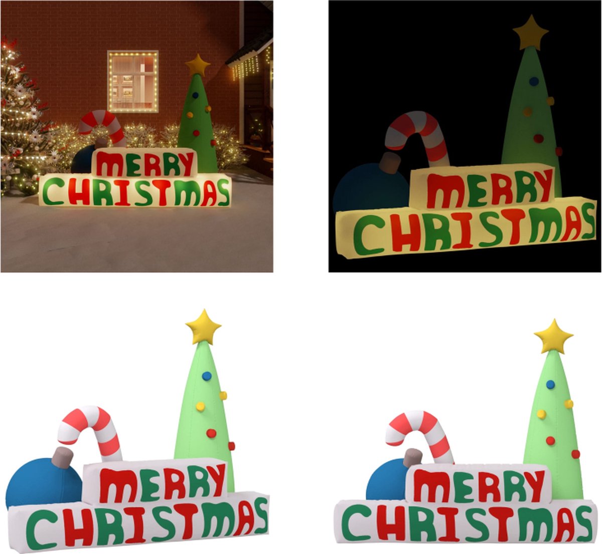vidaXL-Decoratie-Merry-Christmas-met-LED's-opblaasbaar-197-cm - Opblaasbare Decoratie - Opblaasbare Decoraties - Opblaasfiguur - Opblaas Decoratie