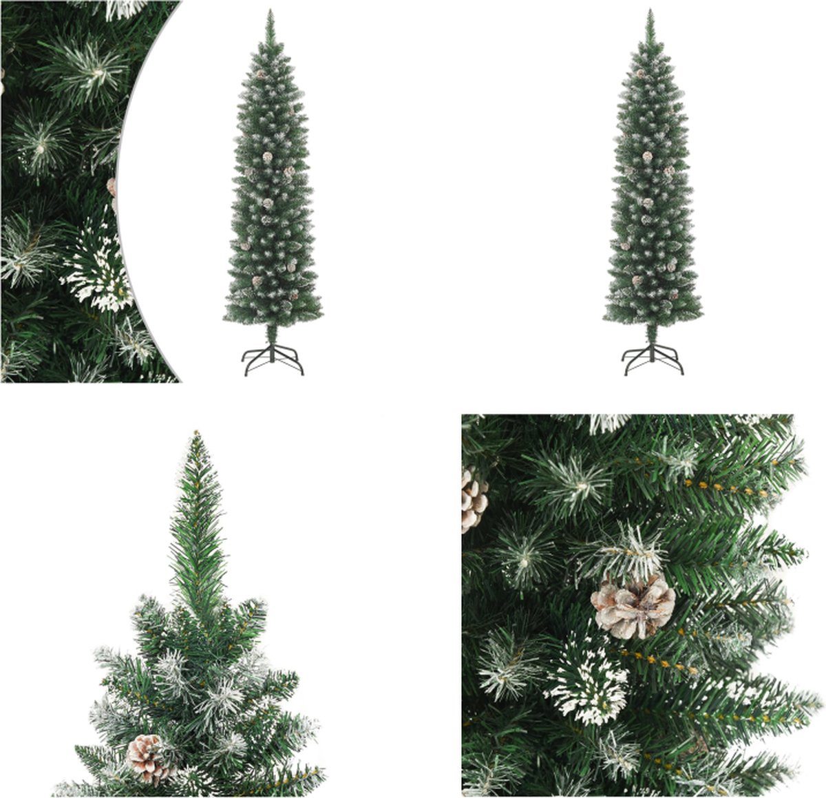 vidaXL Kunstkerstboom smal met standaard 210 cm PVC - Kerstboom - Kerstbomen - Smalle Kerstboom - Kunstkerstboom