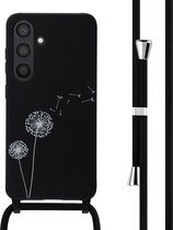 iMoshion Hoesje Geschikt voor Samsung Galaxy S24 Hoesje Met Koord - iMoshion Siliconen design hoesje met koord - Zwart / Dandelion Black
