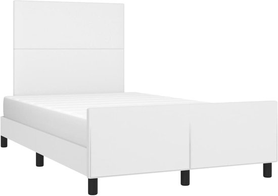 vidaXL Cadre de lit avec tête de lit Simili cuir Blanc 120x200 cm - Cadre de lit avec tête de lit - Encadrements de lit avec têtes de lit - Cadre de lit - Lit