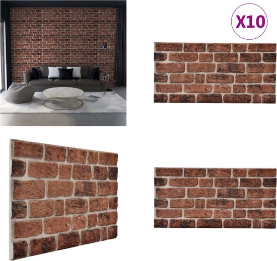 Namaak vergoelijkte bakstenen muurpanelen: peel and stick 3D-pvc- baksteenbehang, 10 stuks - België