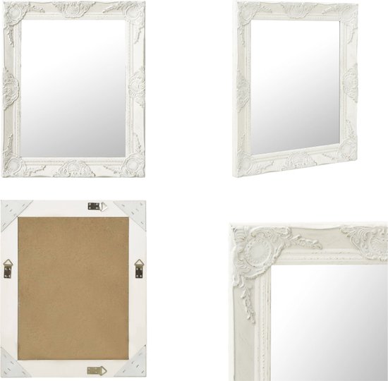 vidaXL Wandspiegel barok stijl 50x60 cm wit - Wandspiegel - Wandspiegels - Spiegel - Badkamerspiegel