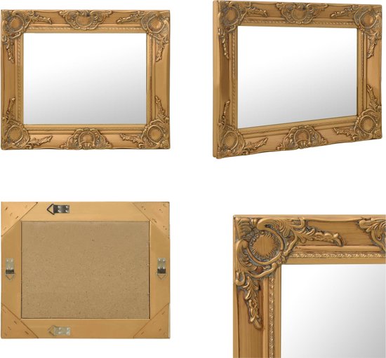 vidaXL Wandspiegel barok stijl 50x40 cm goudkleurig - Wandspiegel - Wandspiegels - Spiegel - Badkamerspiegel