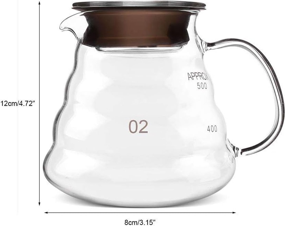 Pichet à Café En Verre Borosilicate 300ml - Résistant à La Chaleur, Pour Méthode à Infusion, Bec Verseur Pratique