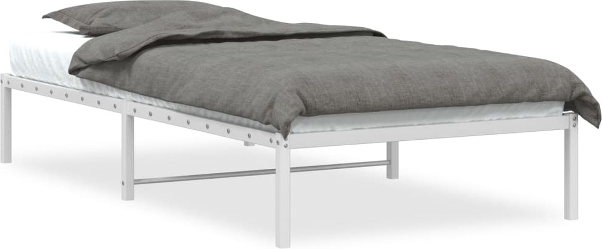 vidaXL - Bedframe - metaal - wit - 100x190 - cm