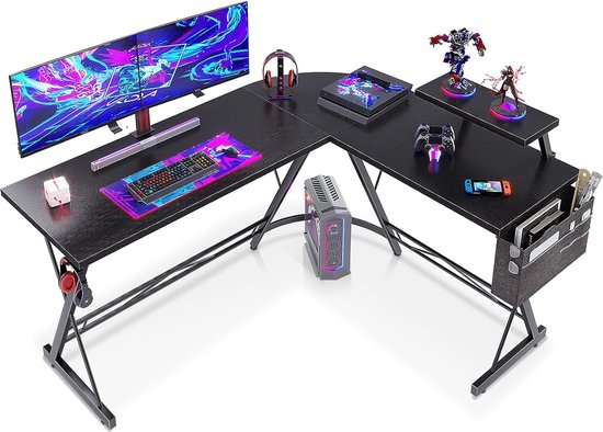 UISEBRT Gamingtafel met led, 120 x 60 x 74 cm, led-computertafel met koolstofvezeloppervlak, ergonomische speeltafel tot 150 kg, voor slaapkamer en kantoor UISEBRT Gamingtafel met led, 120 x 60 x 74 cm, led-computertafel met koolstofvezeloppervlak, ergonomische speeltafel tot 150 kg, voor slaapkamer en kantoor