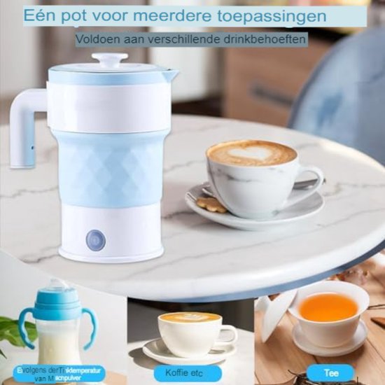 Opvouwbare waterkoker, 600 ml, kleine siliconen waterkoker, klein