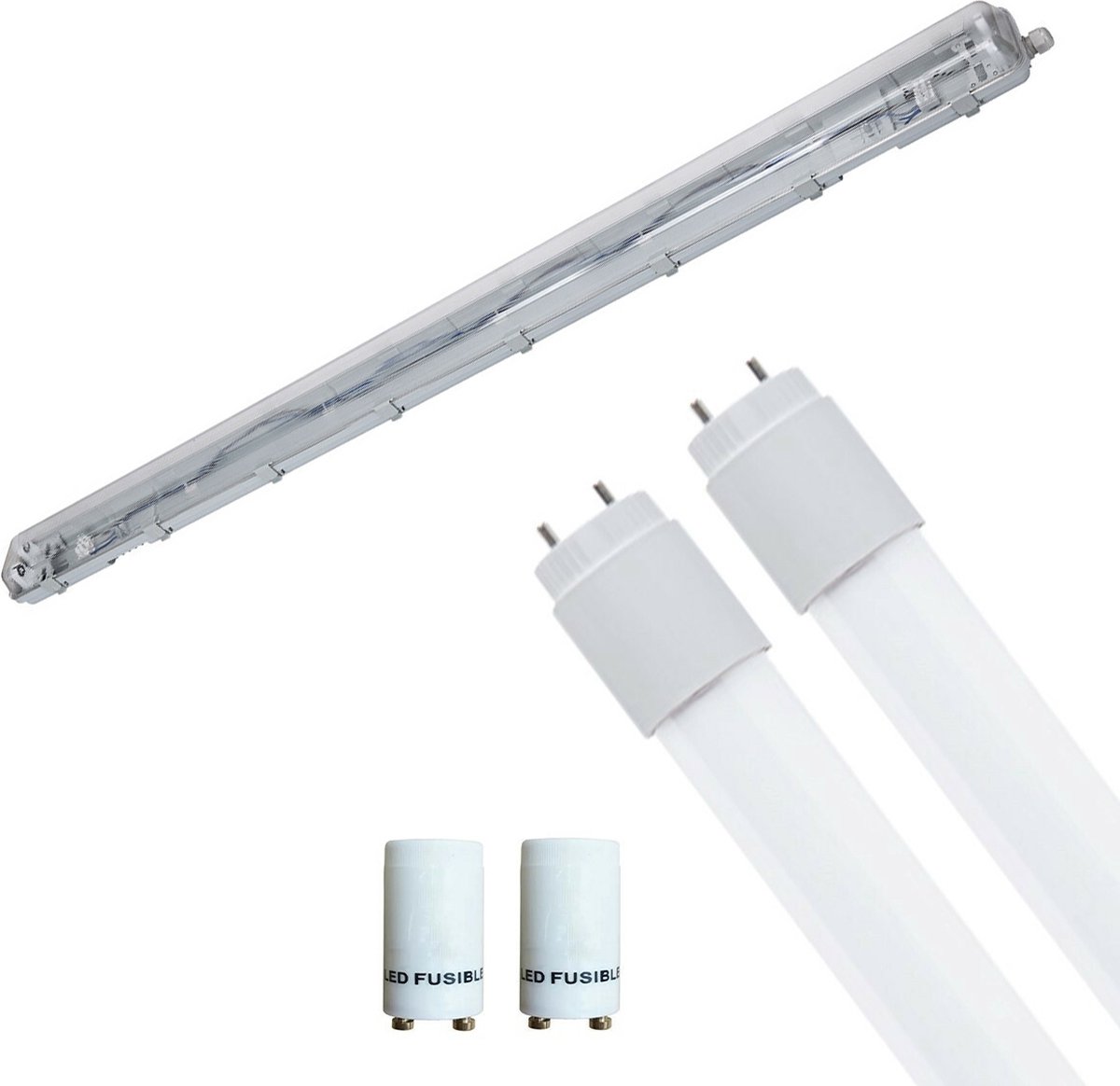 LED Waterdichte TL Armatuur met T8 Buizen - Velvalux Strela - 150cm - Dubbel - Koppelbaar - Waterdicht IP65 - 44W - Helder/Koud Wit 6400K