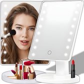 Draaibare make-upspiegel met ledverlichting, cosmeticaspiegel voor thuis en onderweg, voor make-up en scheren, staande spiegel
