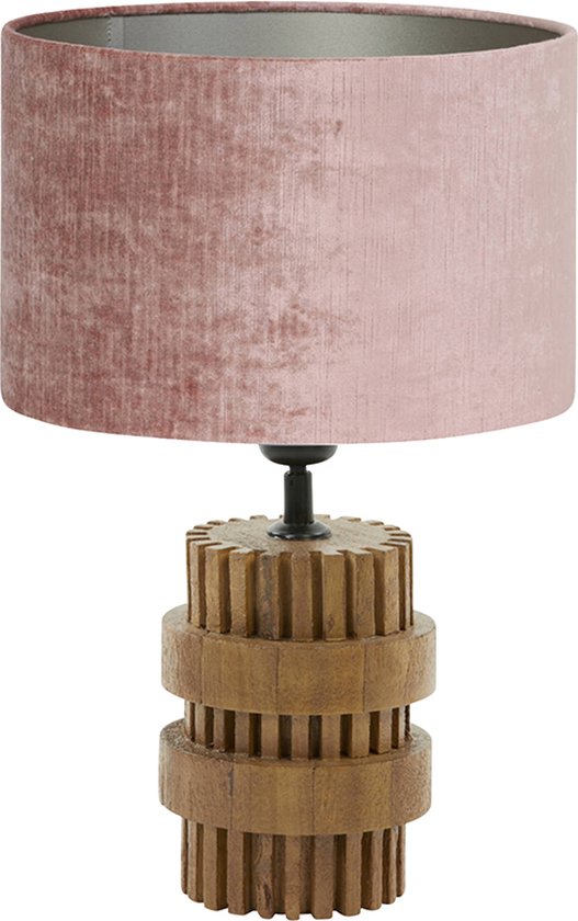 Light and Living tafellamp - roze - hout - SS102212